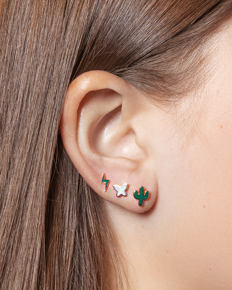 butterfly stud earring with opal