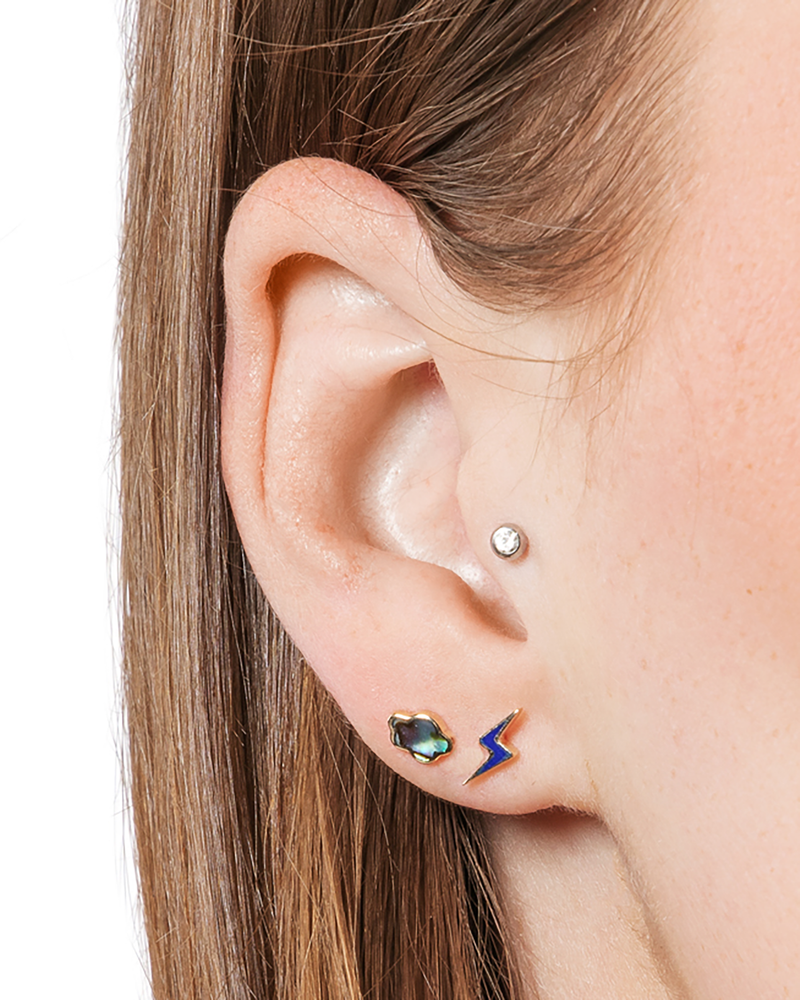 cloud stud piercing with abalone