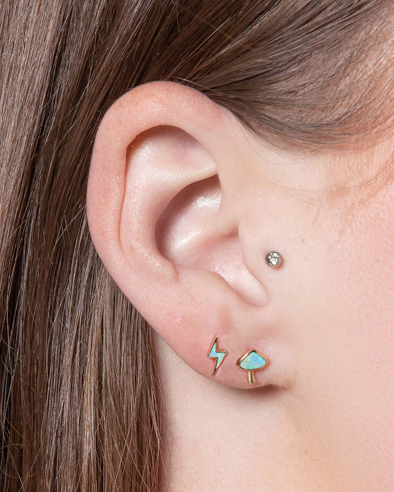 mushroom stud earring with opal