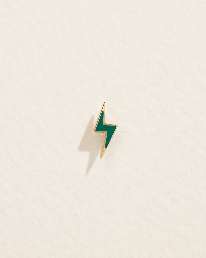 malachite lightning bolt stud earring