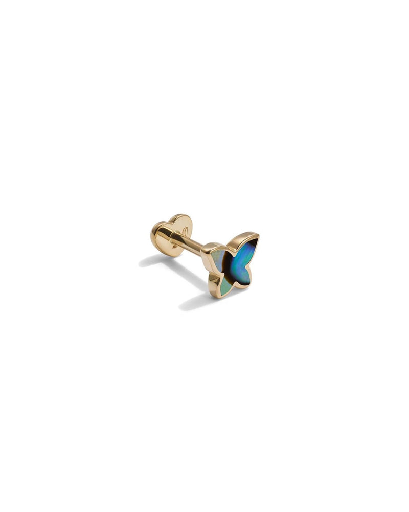 butterfly stud piercing with abalone inlay