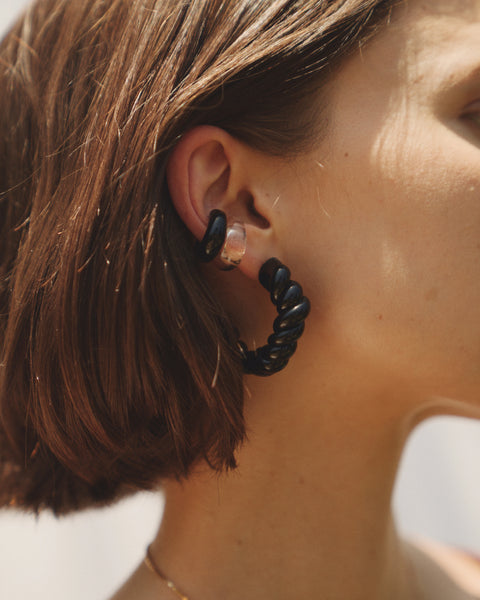 Twist Hoops – PLG-E3-BLK – Pamela Love