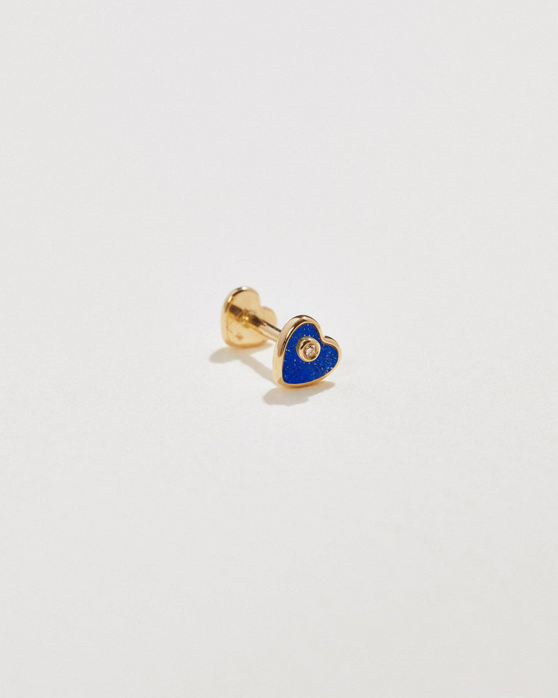 lapis lazuli heart stud earring with diamond