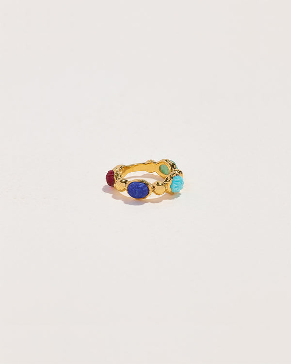 amma ring with lapis, turquoise, carnelian