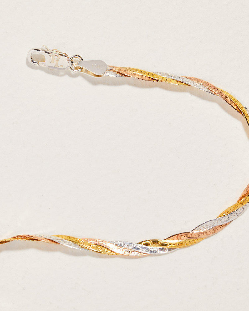tricolor herringbone chain necklace
