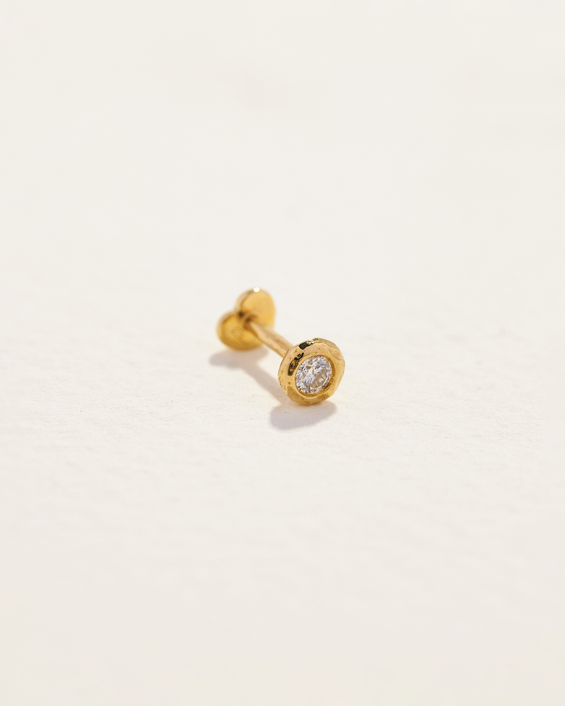 diamond 14k gold opal stud earring