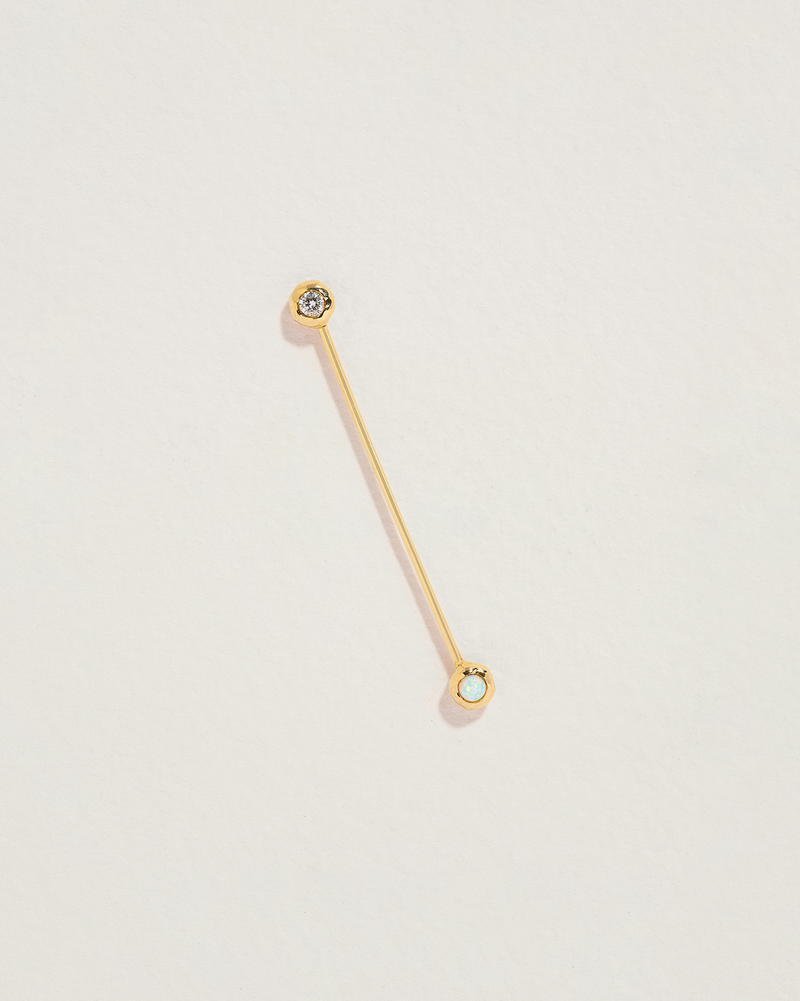opal and diamond barbell piercing