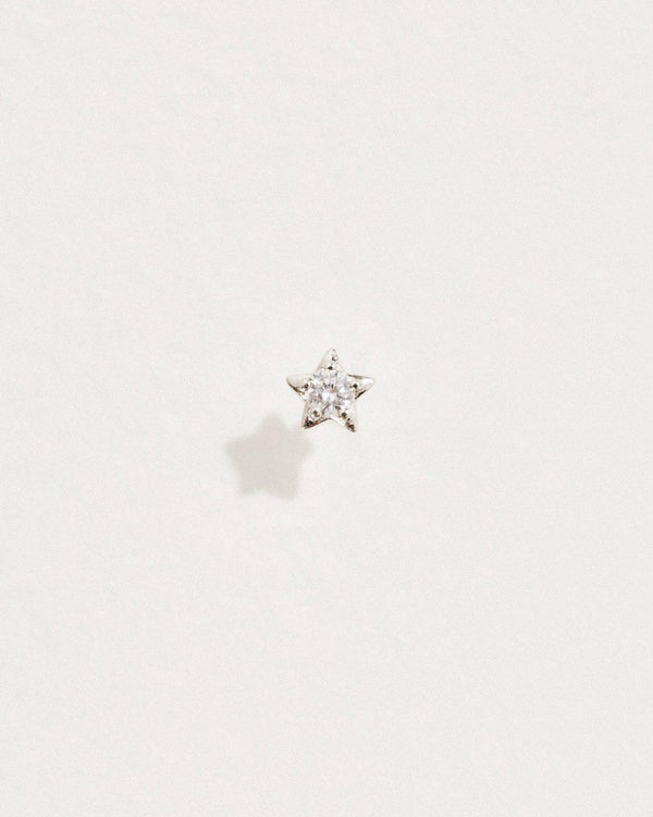 white gold diamond star stud earring
