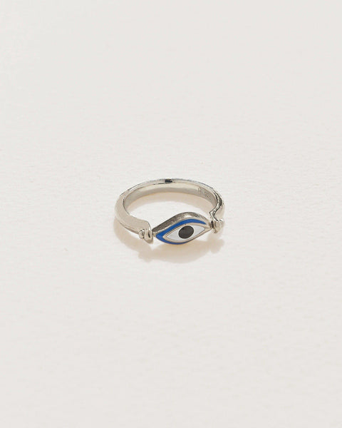 enamel eye silver ring