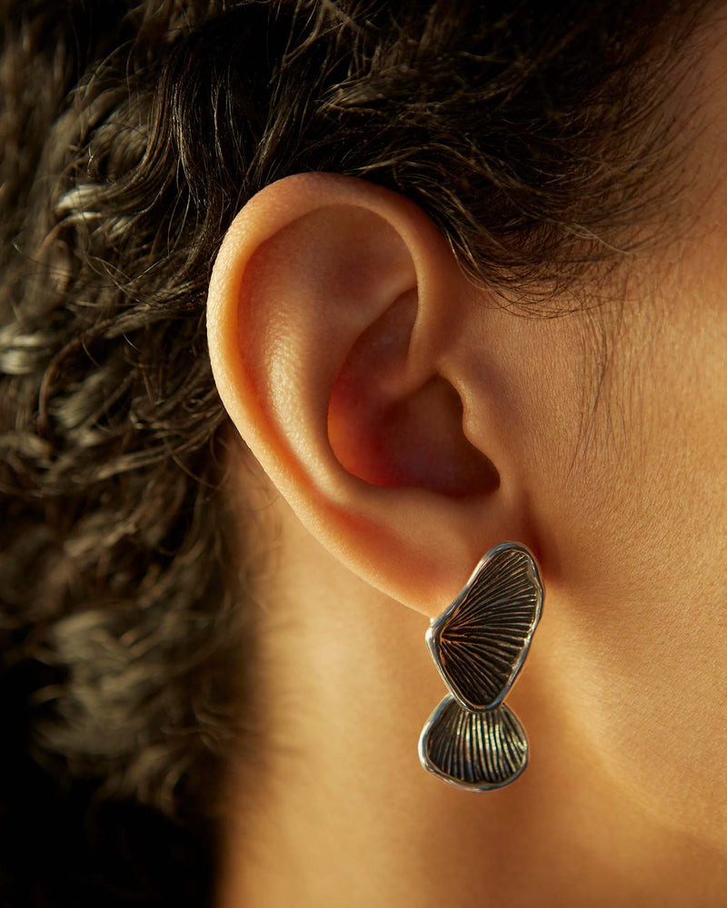 sterling silver mushroom gills earrings