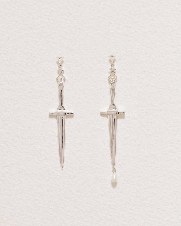 silver dagger earrings