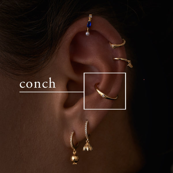 16g conch double chain cartilage earring, conch hoop, helix hoop, 316l  steel 1pc | eBay