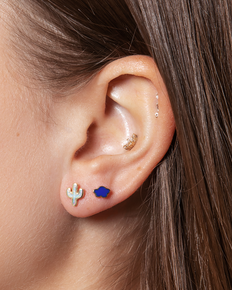 cactus stud piercing with opal inlay