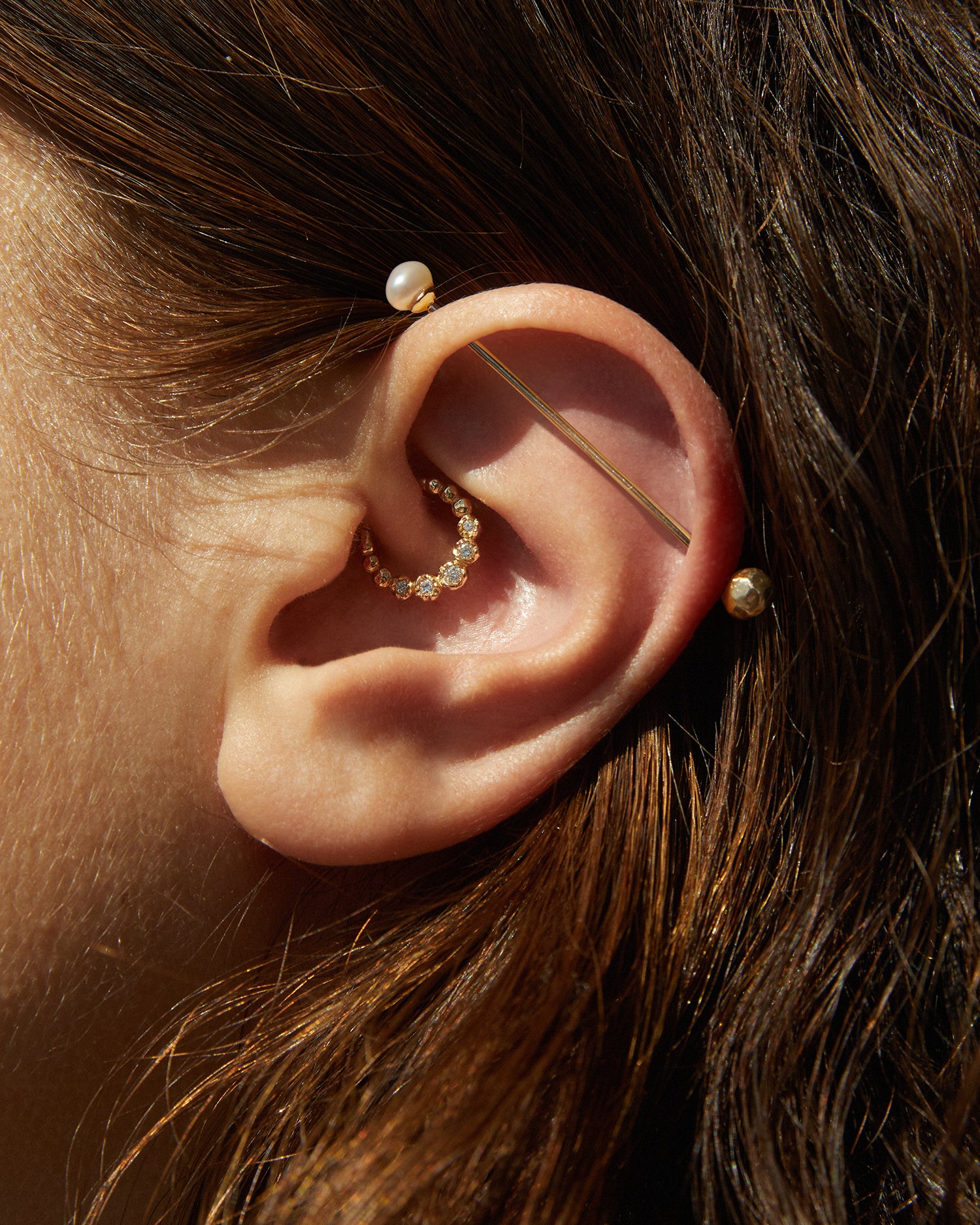 Pearl barbell earrings sales