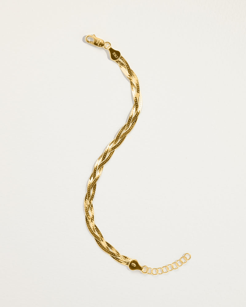 Braided Herringbone Thin Chain Bracelet