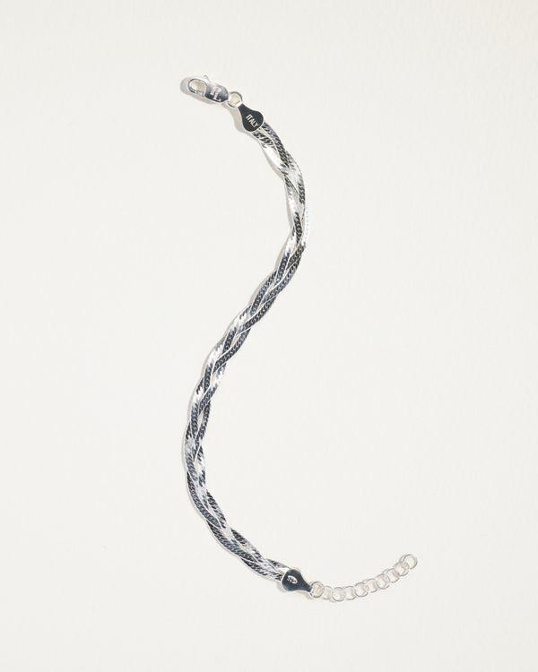 Braided Herringbone Thin Chain Bracelet