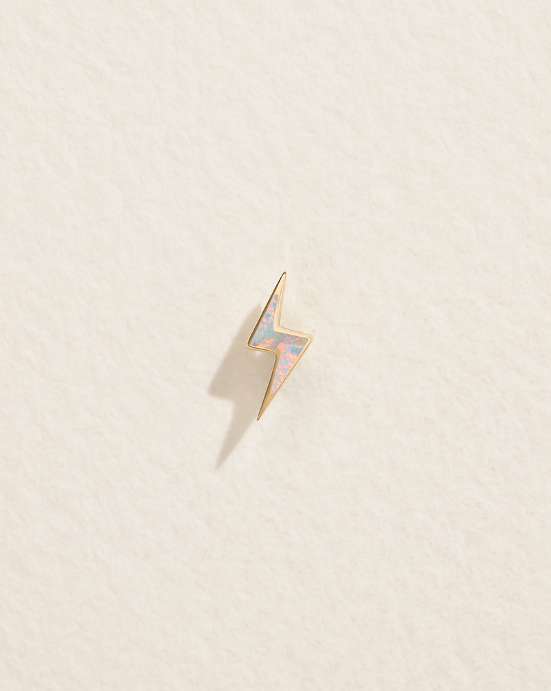 opal lightning bolt stud earring