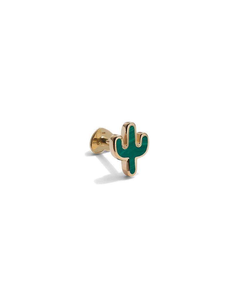 malachite inlay cactus stud piercing