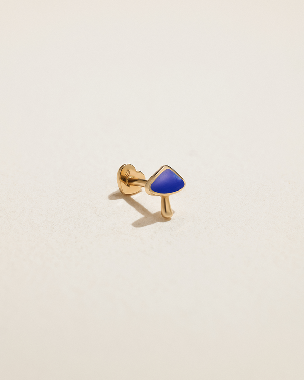 lapis mushroom stud earring