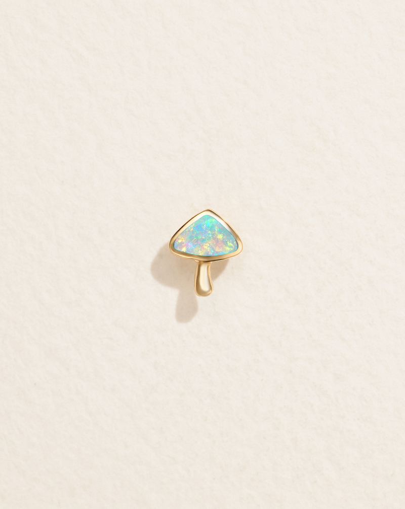 opal mushroom stud earring