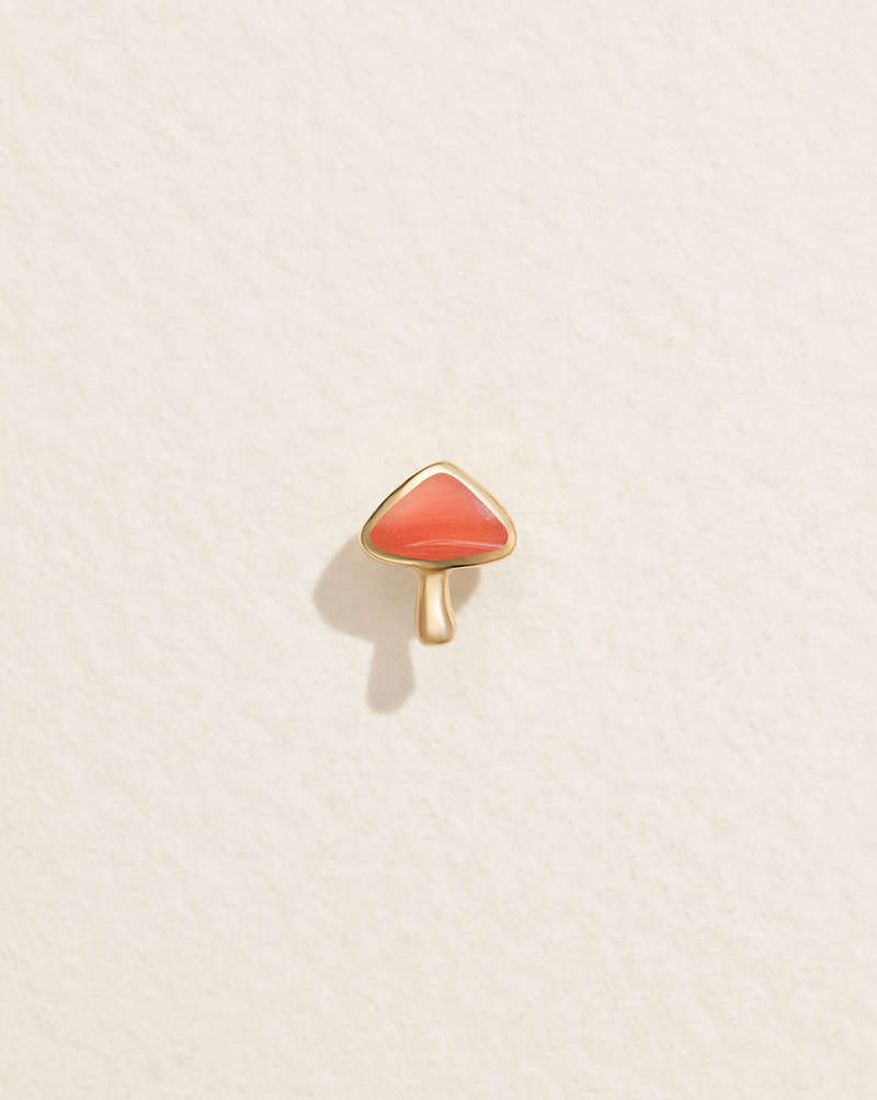 pink opal mushroom stud earring