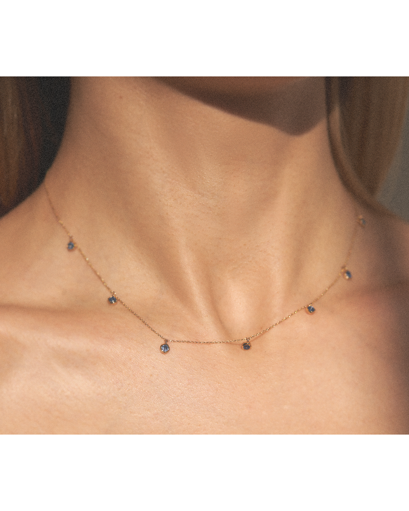 Sapphire Station Droplet Necklace