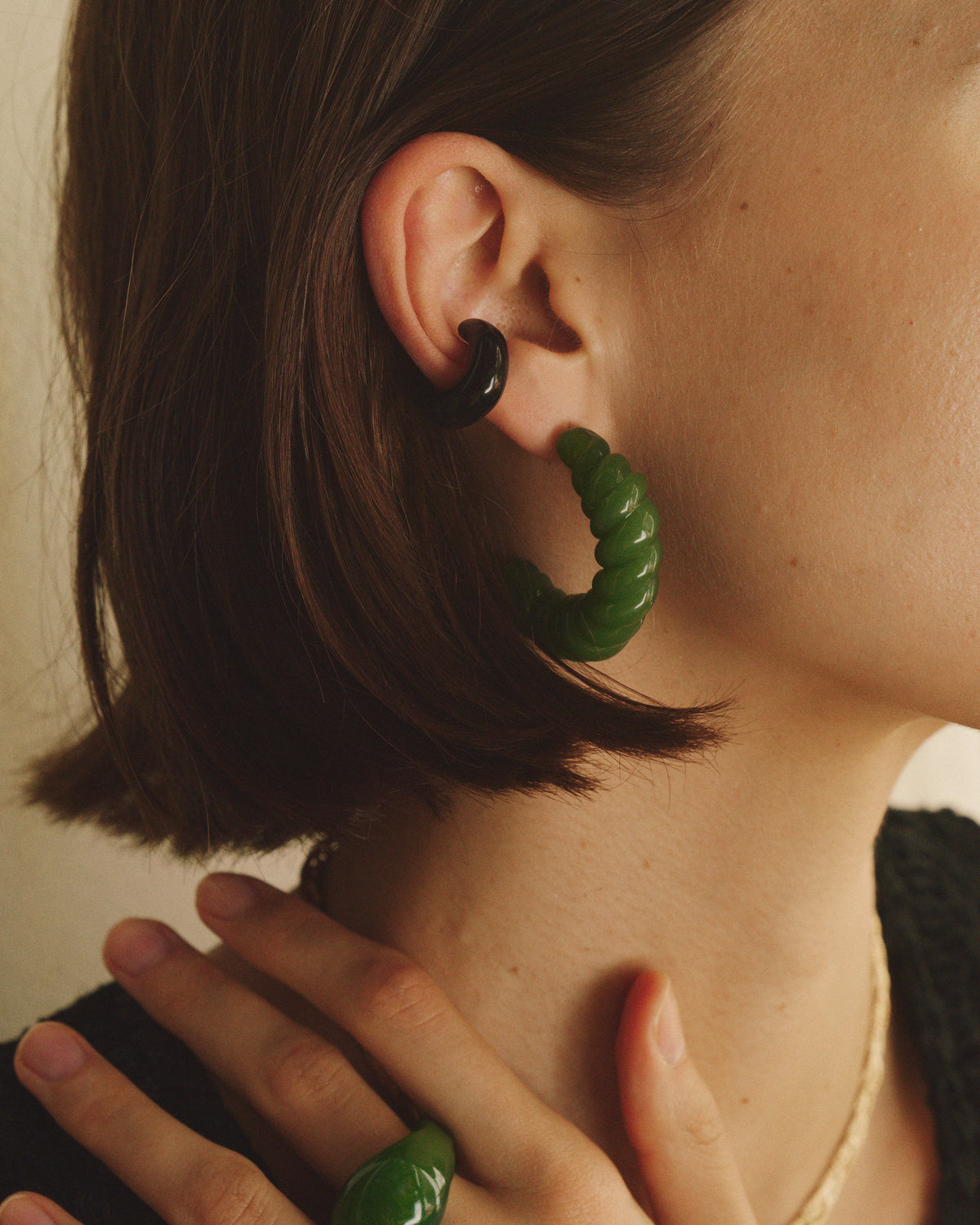 【美品】Twisted Hoop Pierces Twist Hoops – PLG-E3-JGN – Pamela Love