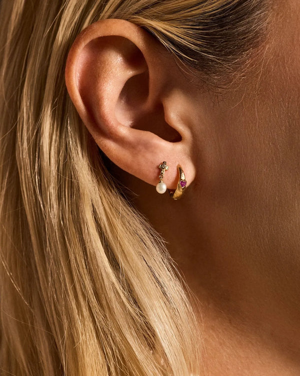 10mm Bezel Heart Huggie by Pamela Love – Piercing in #product_material# (#product_color#). 