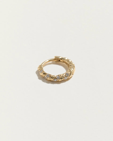 8mm Pavé Rope Huggies by Pamela Love – Piercing in #product_material# (#product_color#). 