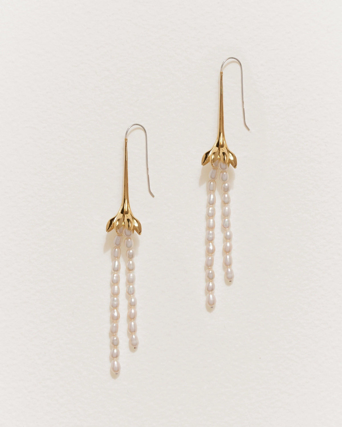Anemone Pearl Earrings, Gold Pearl Drop Earrings - Pamela Love