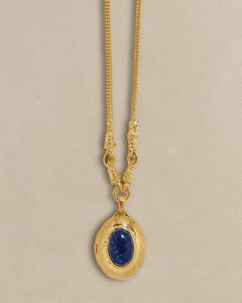 Astrid Locket by Pamela Love – Necklaces in #product_material# (#product_color#). astrid-locket-brass-lapis-blue