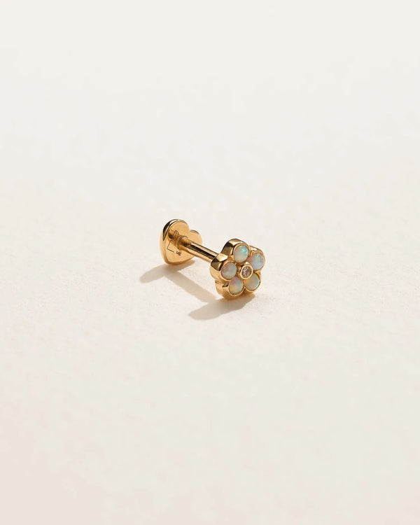 Bezel Flower Stud by Pamela Love – Piercing in #product_material# (#product_color#). 