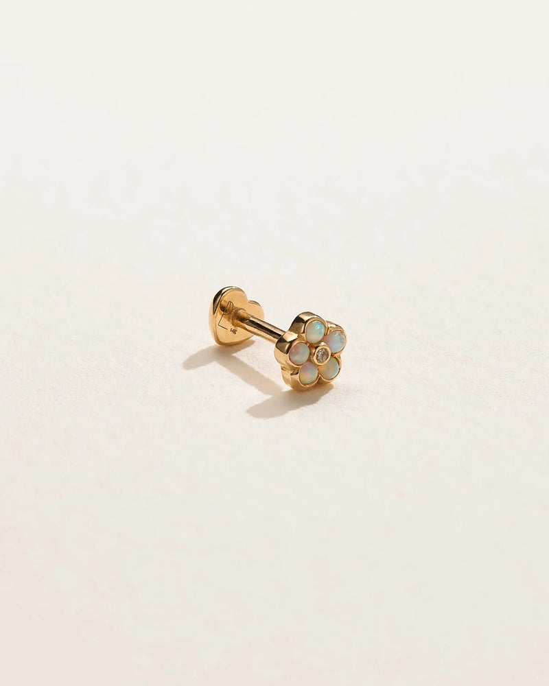 Bezel Flower Stud by Pamela Love – Piercing in #product_material# (#product_color#). 