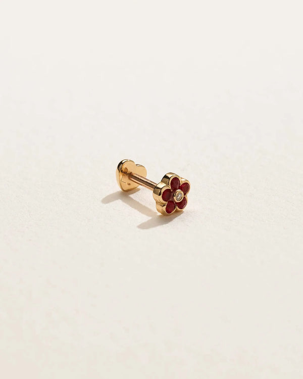Bezel Flower Stud by Pamela Love – Piercing in #product_material# (#product_color#). 