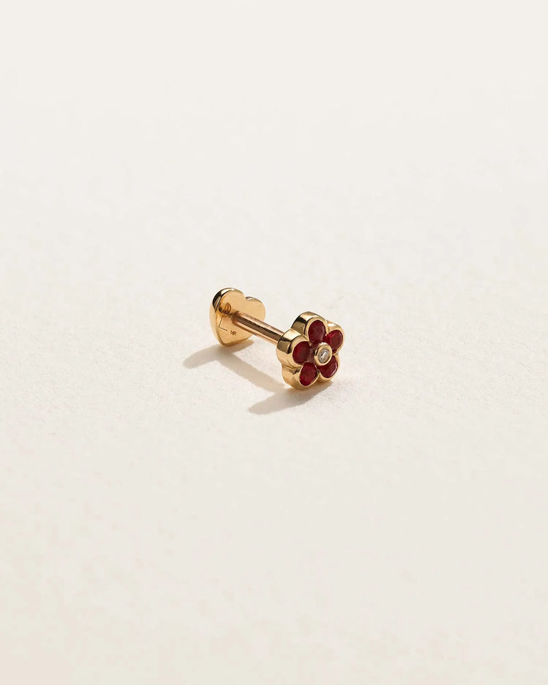 Bezel Flower Stud by Pamela Love – Piercing in #product_material# (#product_color#). 