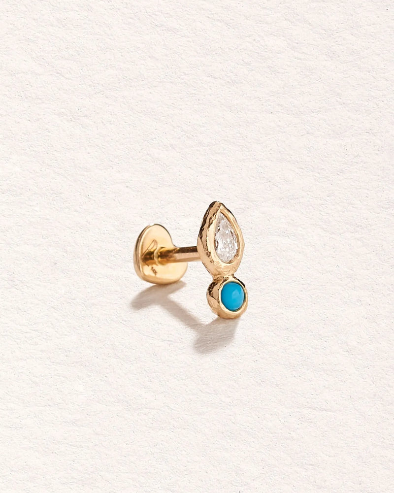 Bezel Pear Stud by Pamela Love – Piercing in #product_material# (#product_color#). 