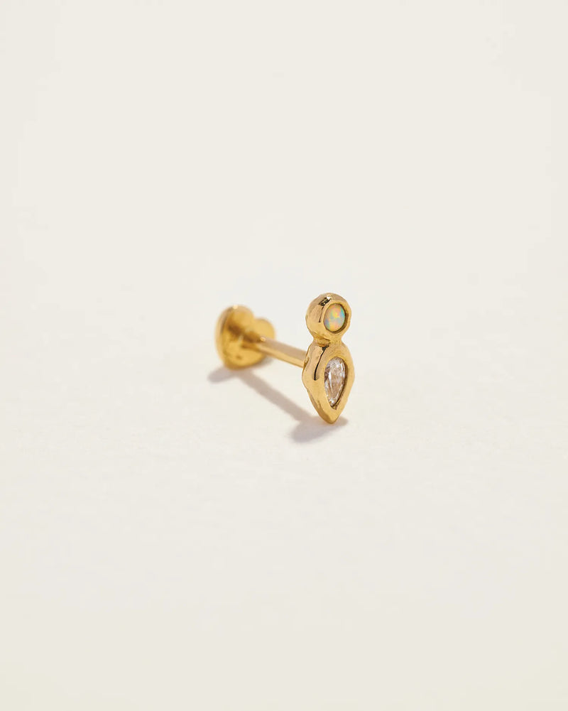 Bezel Pear Stud by Pamela Love – Piercing in #product_material# (#product_color#). 