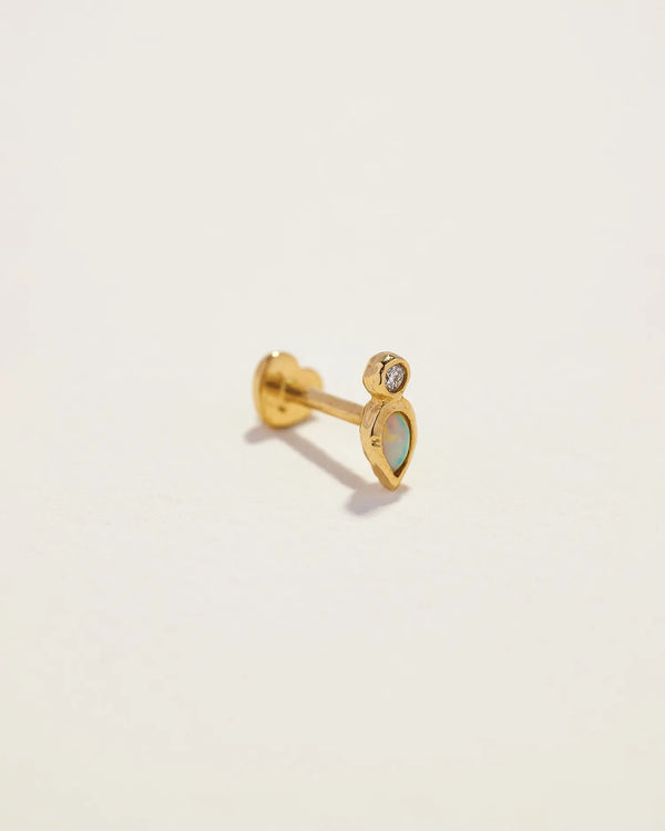 Bezel Pear Stud by Pamela Love – Piercing in #product_material# (#product_color#). 