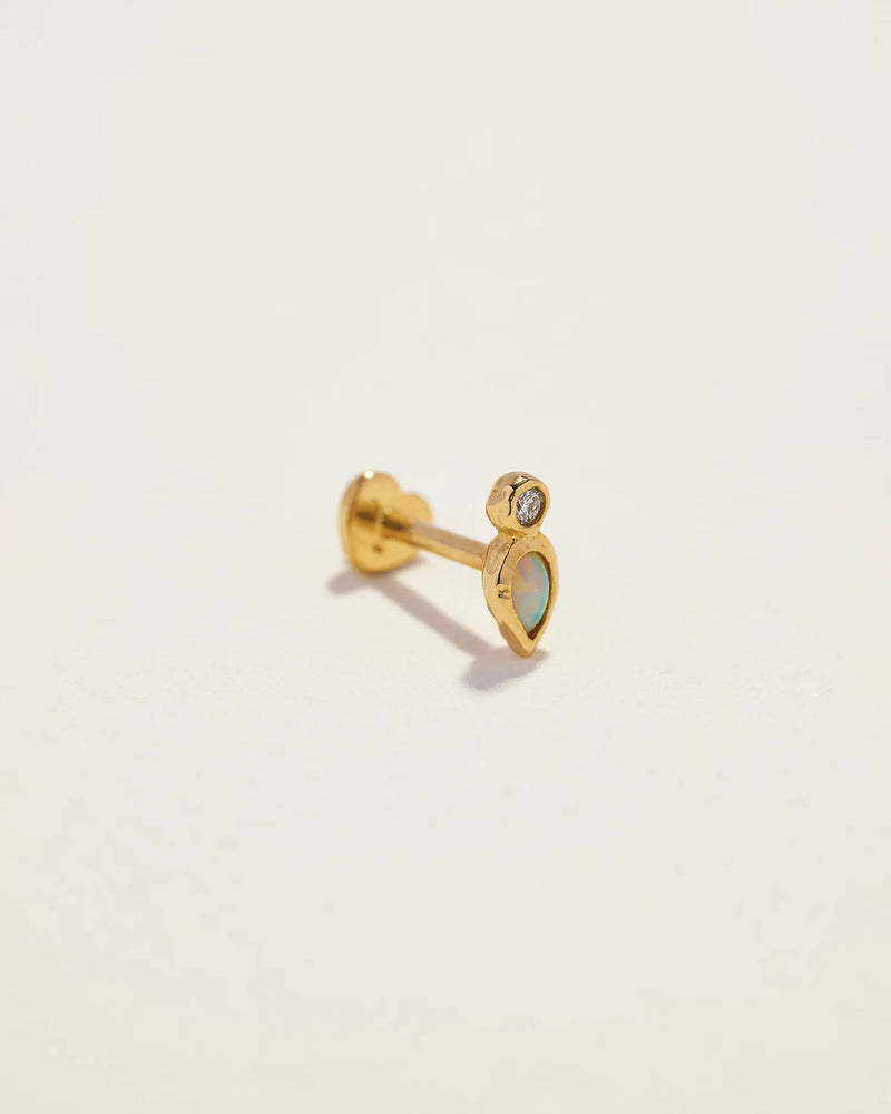 Bezel Pear Stud by Pamela Love – Piercing in #product_material# (#product_color#). 