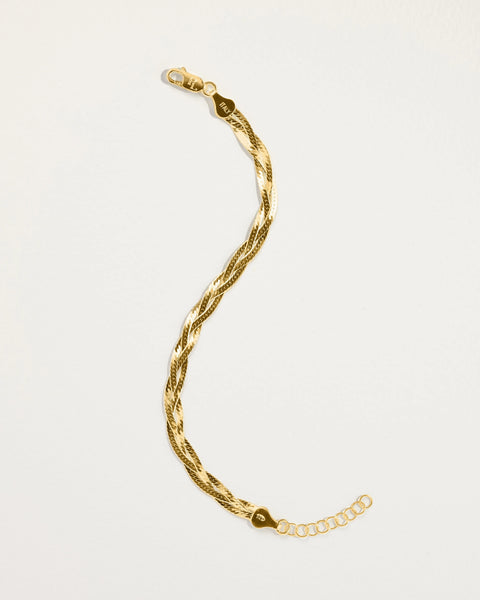 Braided Herringbone Bracelet by Pamela Love – Bracelets in #product_material# (#product_color#).  braided-herringbone-thin-chain-bracelet-gold