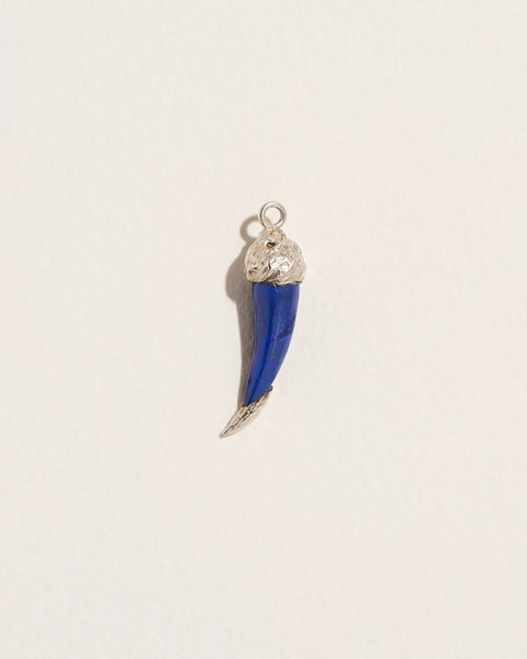 Cornicello Charm by Pamela Love – Charm in #product_material# (#product_color#).  cornicello-charm-sterling-silver-lapis-blue