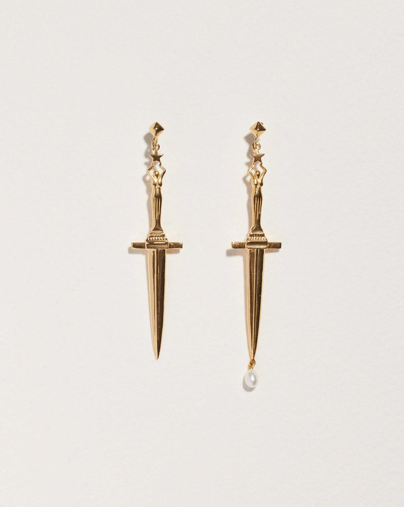 Dagger Earrings, Gold Plate Dagger Earrings - Pamela Love – R16E45P-G