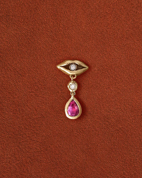 Beso Earring by Pamela Love – Earrings in #product_material# (#product_color#).  gold-ruby-red-2