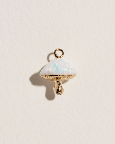 Inlay Mushroom Charm by Pamela Love – Charm in #product_material# (#product_color#).  inlay-mushroom-charm-gold-opal-white