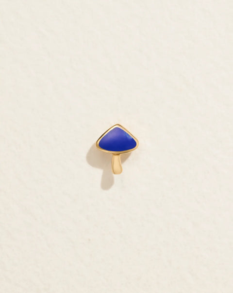 Inlay Mushroom Stud by Pamela Love – Piercing in #product_material# (#product_color#).  inlay-mushroom-stud-gold-lapis-blue