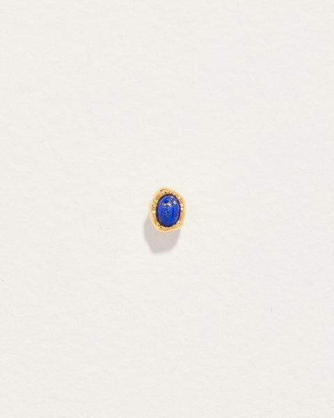 Nugget Standard Stud by Pamela Love – Single Earring in #product_material# (#product_color#). lapis-nugget-butterfly-back-gold-lapis-blue