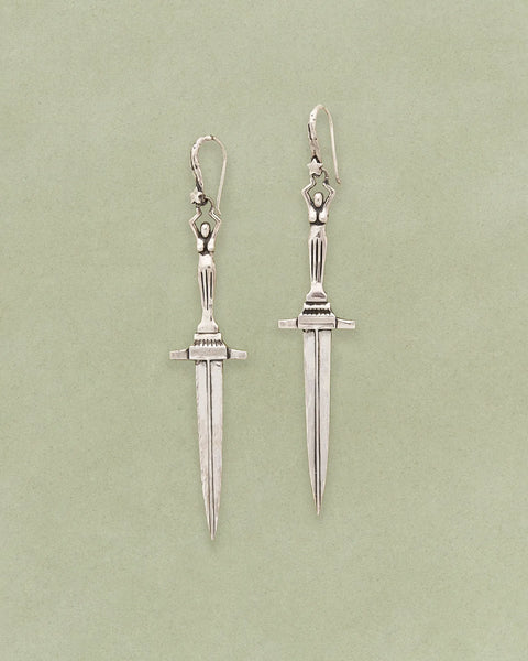 Large Dagger Earrings by Pamela Love – Earrings in #product_material# (#product_color#).  large-dagger-earrings-sterling-silver