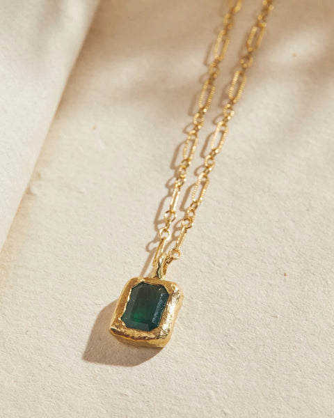 Leonor Pendant by Pamela Love – Necklaces in #product_material# (#product_color#).  leonor-pendant-gold-emerald-green-1