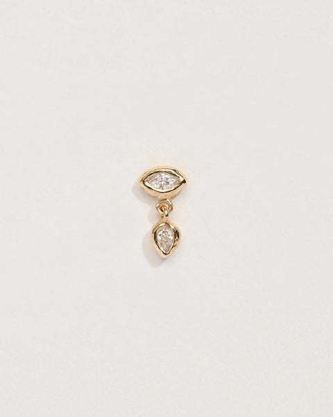 Marquise Raindrop Stud by Pamela Love – Piercing in #product_material# (#product_color#). 