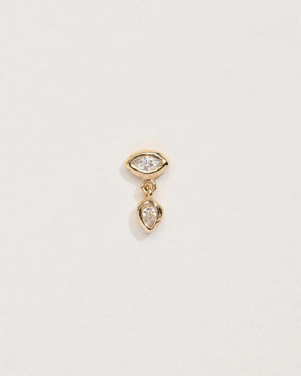 Marquise Raindrop Stud by Pamela Love – Piercing in #product_material# (#product_color#). 